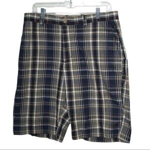 Banana Republic Factory Tan Blue Plaid Shorts